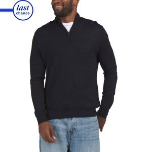 BOGNER Navy Virgin Wool Jouri Quarter Zip Sweater